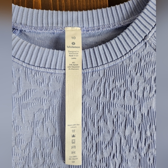 Lululemon Rest Less Pullover Hydrangea Blue  Long Sleeve Ribbed Size 10 - Picture 8 of 8
